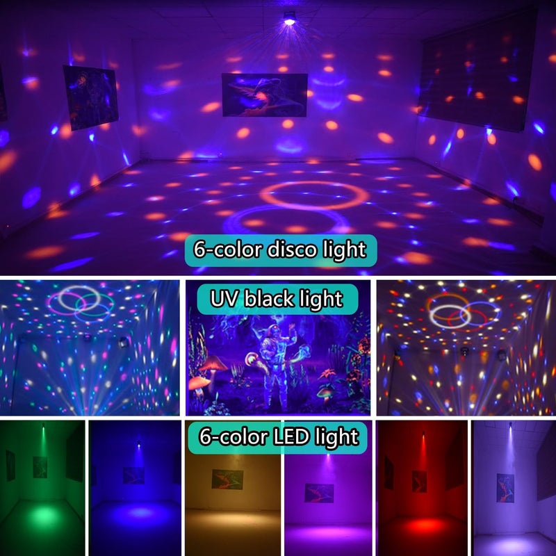 MEGABOON Disco Ball Light DJ Party Light，Sound Activated 6 Colors Stage Strobe Party Decorations for Outdoors and Indoors Home Club Karaoke Christmas Halloween Birthday Wedding Dancing Mood Lights - Image 4